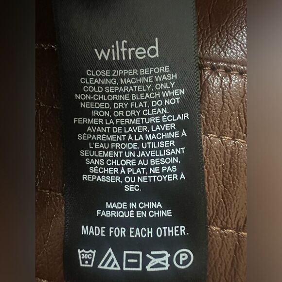 Aritzia Wilfred nord cognac pants size 6 vegan leather moto style night out - Picture 4 of 8